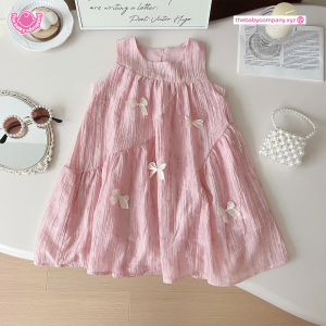 Pink Bow Sleeveless Summer Dress