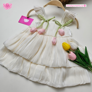 Tulip Charm Baby Dress (Off white)
