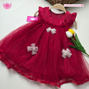 Cute Bow Baby Birthday Dress (Red)
