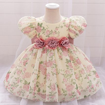 Floral Bow Baby Party Dress-2 Floral Bow Baby Party Dress-2