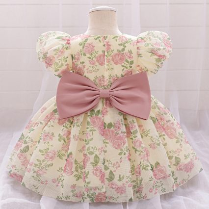 Floral Bow Baby Party Dress Floral Bow Baby Party Dress
