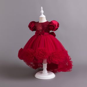 Maroon Long Tail Princess Dress