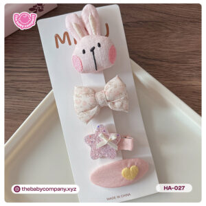 Baby Girl Pink Bunny Hair Clip Set